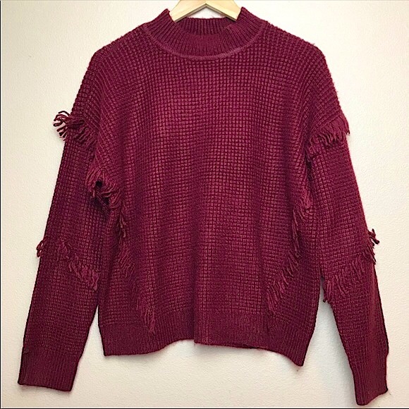 Michael Kors Sweaters - Michael Kors | NWT Fringe Knit Merlot Sweater